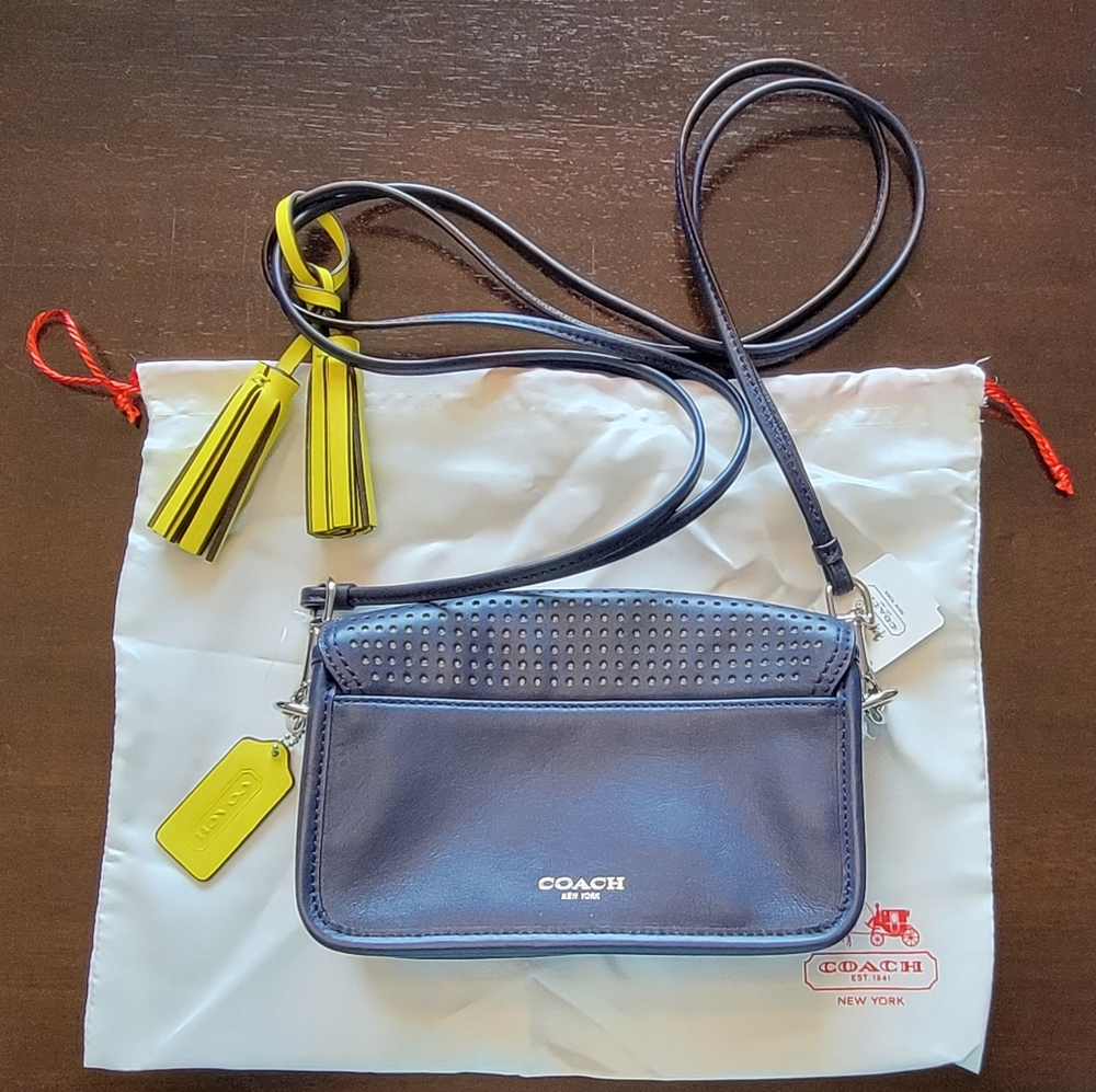 Coach Blue Leather Crossbody Bag with Adjustable Strap